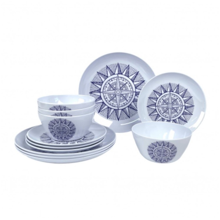 1 - Lot de 12 assiettes de camping incassables en mélamine pour 4 personnes sans BPA pour camping-cars et bateaux